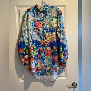 Chlo.1ZW Graffiti Design Long Loose Oversize blouse/dress! EUC